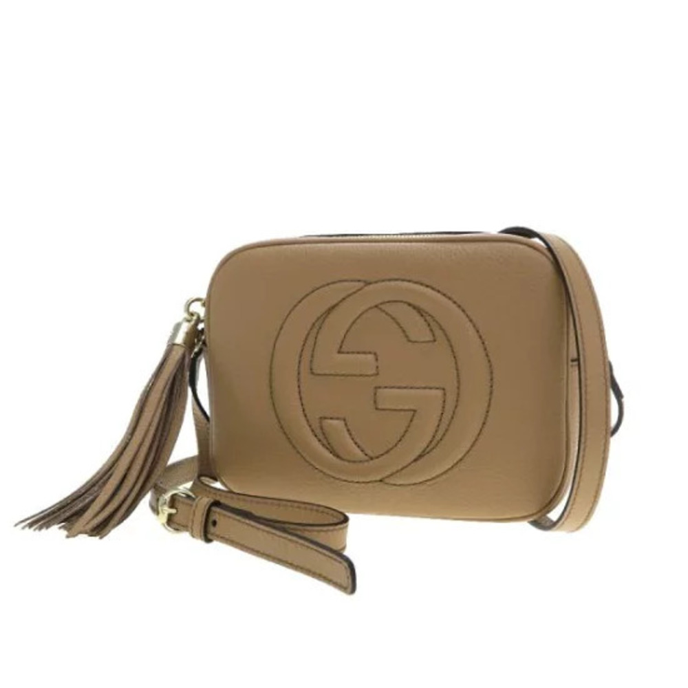 Gucci Soho Disco bag beige pebbled leather interlocking GG embossed